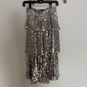 NWT Zara Silver Sequin Tiered Dress